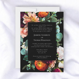 Dark moody romantic dutch floral traditional invitation