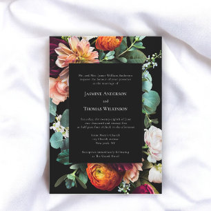 Dark moody romantic dutch floral traditional  invitation
