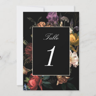 Dark Moody Romantic Dutch Wedding Table Number