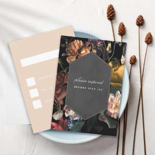 Dark Moody Romantic Floral Dutch Painterly RSVP Card