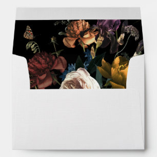 Dark Moody Romantic Floral Dutch Painterly Wedding Envelope