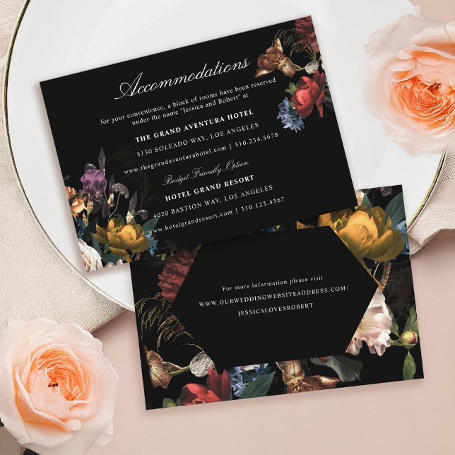 Dark Moody Romantic Floral Painting Accommodations Enclosure Card (Creator Uploaded)