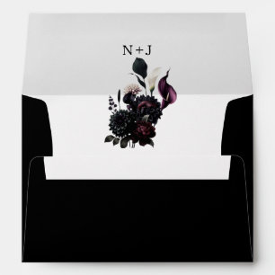 Dark Moody Romantic Floral Wedding  Envelope