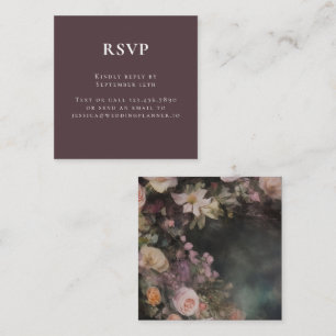 Dark Moody Romantic Floral Wedding RSVP Enclosure Card