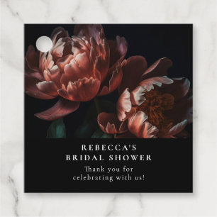 Dark Moody Romantic Florals Bridal Shower Favour Tags