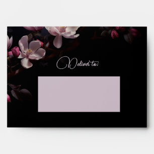 Dark Moody Romantic Magnolia Flowers Wedding Envelope