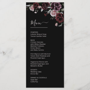 Dark Moody Roses Wedding Menu
