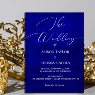 Dark Moody Royal Blue with scratches Invitation