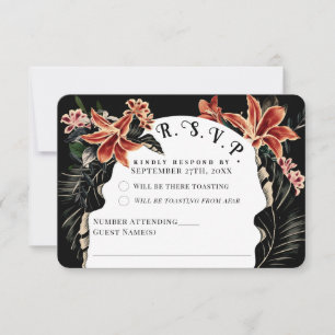 Dark Moody RSVP Card Botanical Vintage Wedding