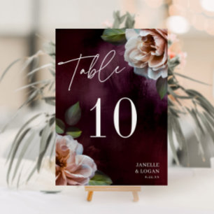 Dark + Moody Rustic Floral Table Number Card