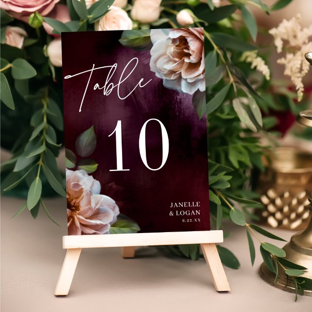 Dark + Moody Rustic Floral Table Number Card (Creator Uploaded)