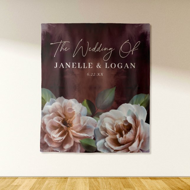 Dark + Moody Rustic Floral Wedding Backdrop Tapestry (Creator Uploaded)