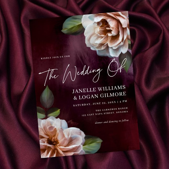 Dark + Moody Rustic Floral Wedding Invitation (Creator Uploaded)