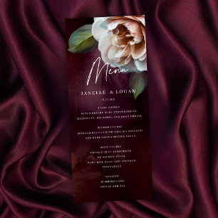 Dark + Moody Rustic Floral Wedding Menu Card