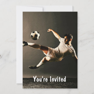 Dark Moody Soccer Kick with Ball Invitation
