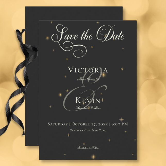 Dark Moody Victorian Stars Wedding Save The Date (Dark Moody Victorian Stars Wedding Save The Date Card)