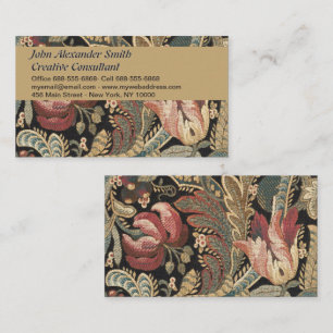 Dark Moody Vintage Floral Botanical Pattern Business Card