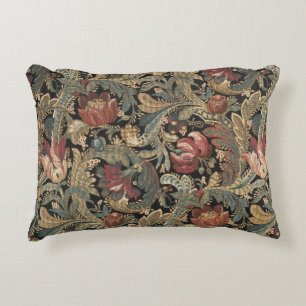 Dark Moody Vintage Floral Botanical Pattern Decorative Cushion