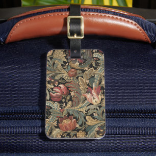 Dark Moody Vintage Floral Botanical Pattern Luggage Tag