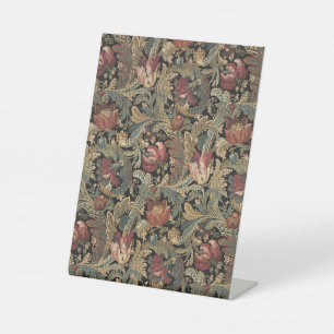 Dark Moody Vintage Floral Botanical Pattern Pedestal Sign