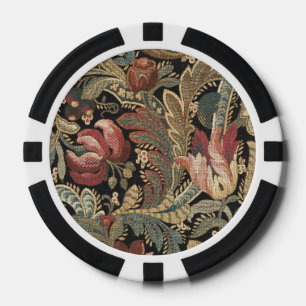 Dark Moody Vintage Floral Botanical Pattern Poker Chips