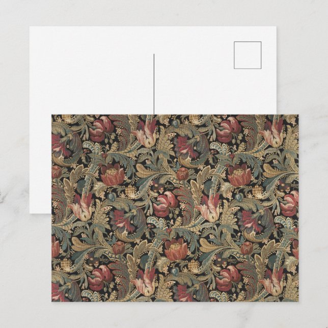 Dark Moody Vintage Floral Botanical Pattern Postcard (Front/Back)