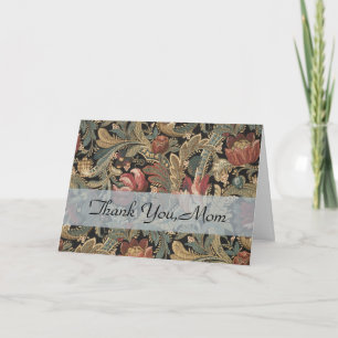 Dark Moody Vintage Floral Botanical Pattern Thank You Card