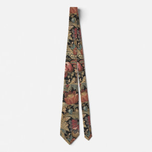 Dark Moody Vintage Floral Botanical Pattern Tie