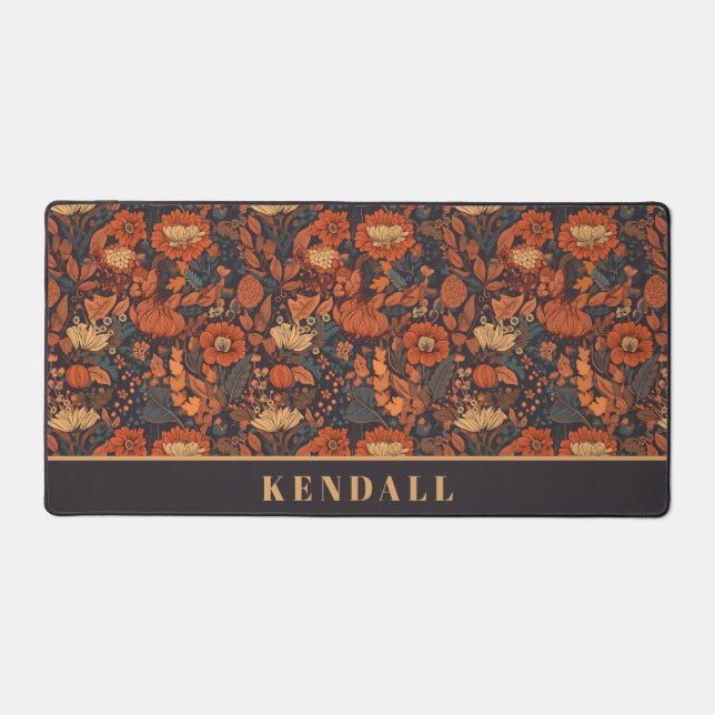 Dark Moody Vintage Floral  Desk Mat (Front)