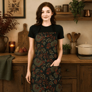 Dark Moody Vintage Floral Gothic Cottage Apron
