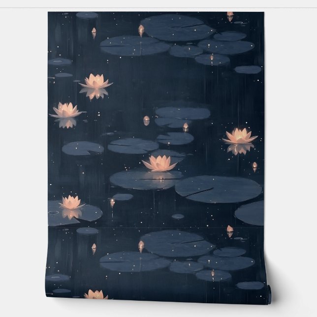 Dark Moody Water Lily Pond Nature Wallpaper (Unrolling)