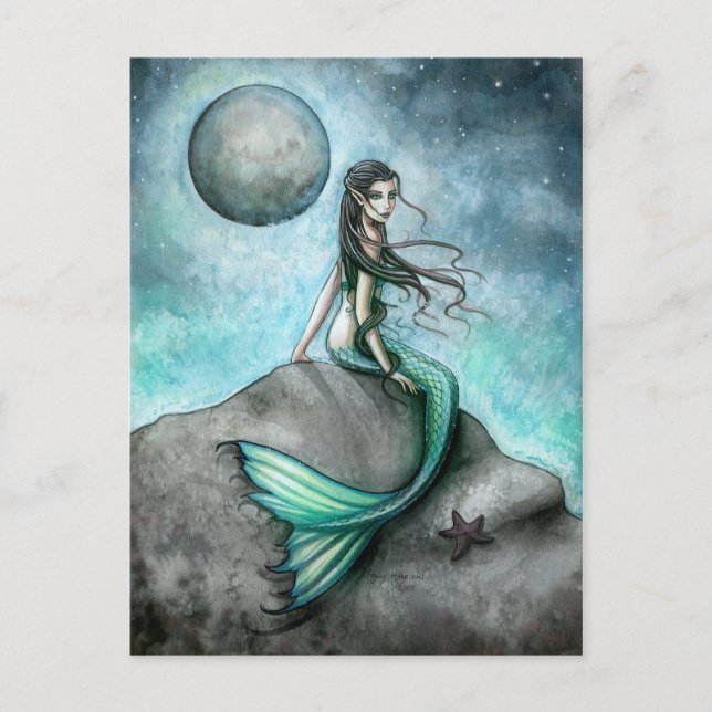 Dark Moon Meramid Fantasy Art Postcard (Front)