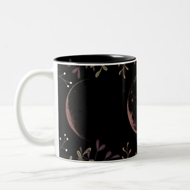 Dark Moon Phases   Two-Tone Coffee Mug (Left)