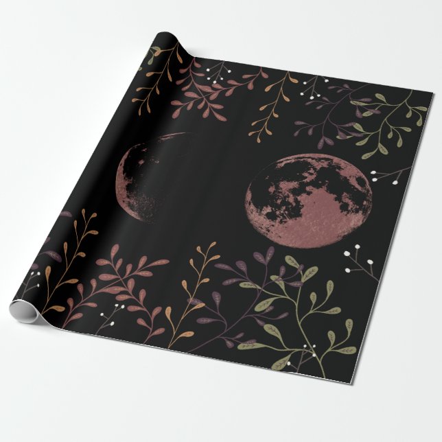 Dark Moon Phases Wrapping Paper (Unrolled)