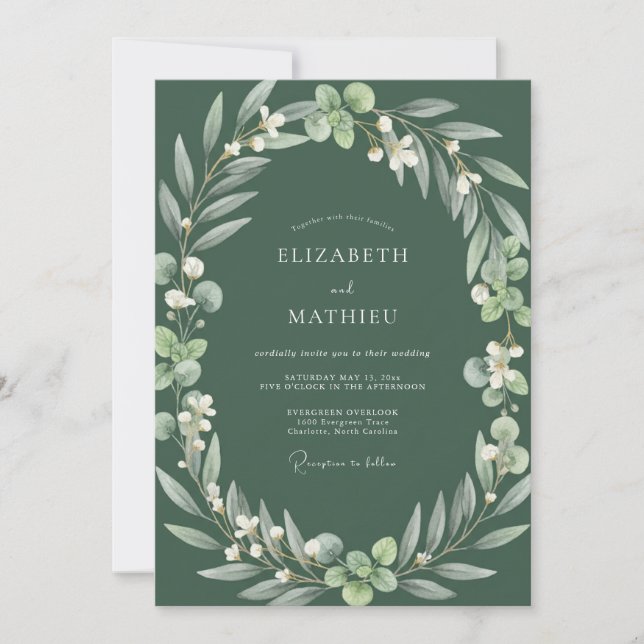 Dark Moss Foliage Wedding Invitation (Front)