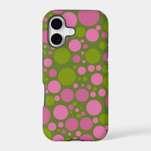 Dark Moss Green & Dark Pink Polka Dots