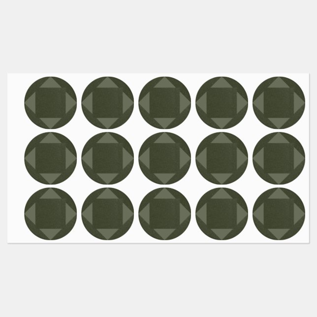 Dark Moss Green Geometric Circle Labels (Sheet)