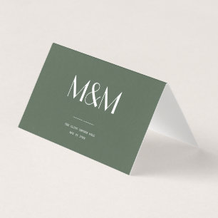 Dark Moss Green Minimalist Scandi Wedding Card