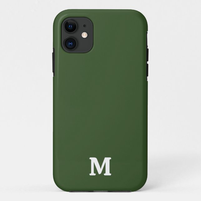 Dark Moss Green Solid Colour Case-Mate iPhone Case (Back)