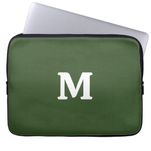 Dark Moss Green Solid Colour Laptop Sleeve