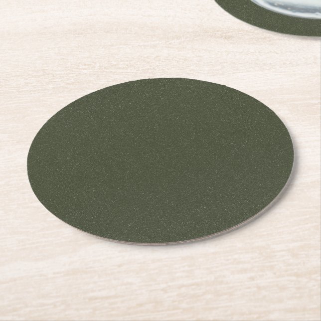 Dark Moss Green Textured Paper Coaster – Customise (Angled)