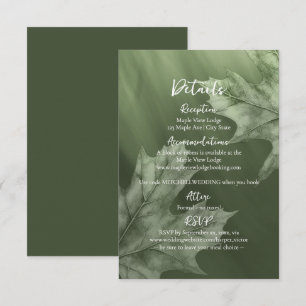 dark moss green with maple leaves accent details enclosure card