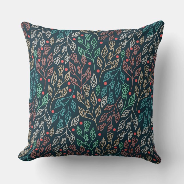Dark Multicolor Leaves    Cushion (Front)