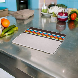 Dark Multicolor Vintage Style Stripes Cutting Board