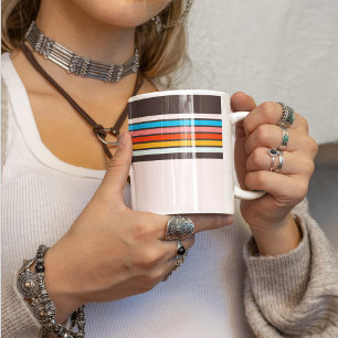 Dark Multicolor Vintage Style Stripes Two-Tone Coffee Mug