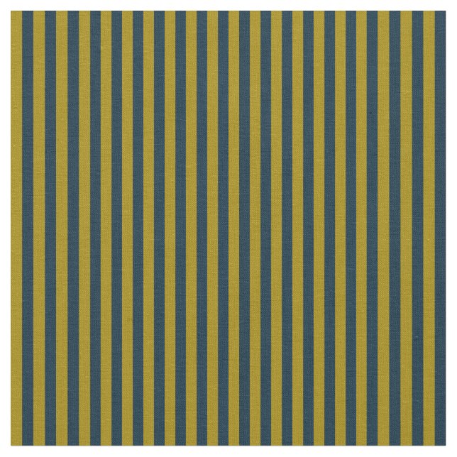 Dark Mustard and Dark Navy Stripes Fabric (Close Up)