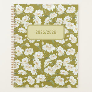 Dark Mustard Cream Floral Planner