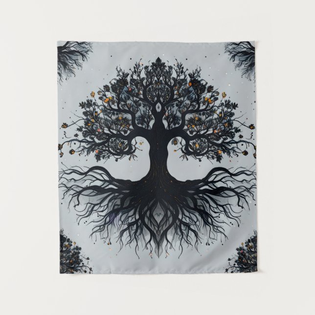 Dark Mystic Tree of Life Tapestry (Front)