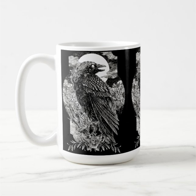 Dark Mystical Raven Coffee Mug (Left)