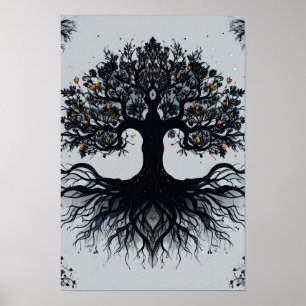 Dark Mystical Tree of Life Art Poster